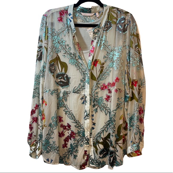 Soft Surroundings Becca Shirt & Cami - Burnout Velvet top - Picture 3 of 8